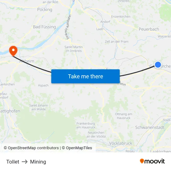 Tollet to Mining map