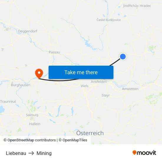 Liebenau to Mining map