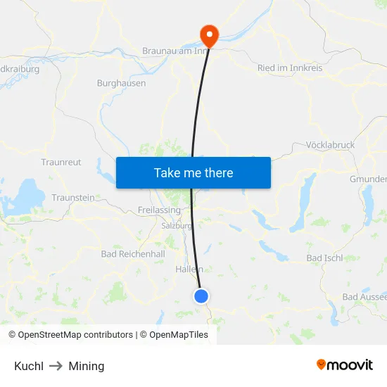 Kuchl to Mining map