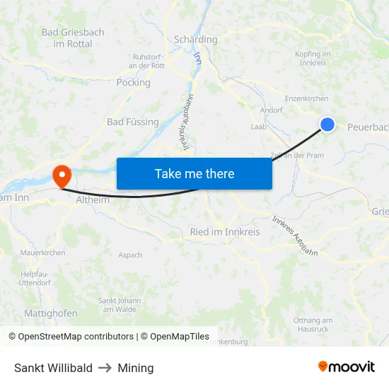 Sankt Willibald to Mining map