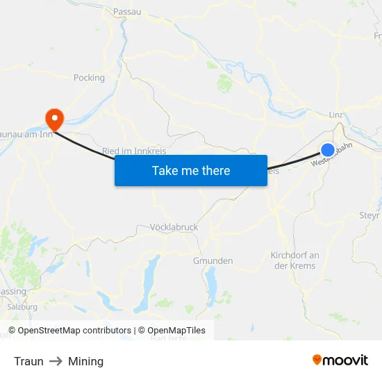 Traun to Mining map