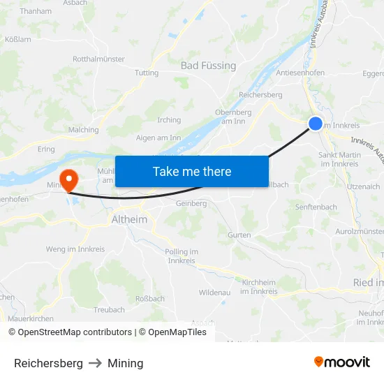 Reichersberg to Mining map