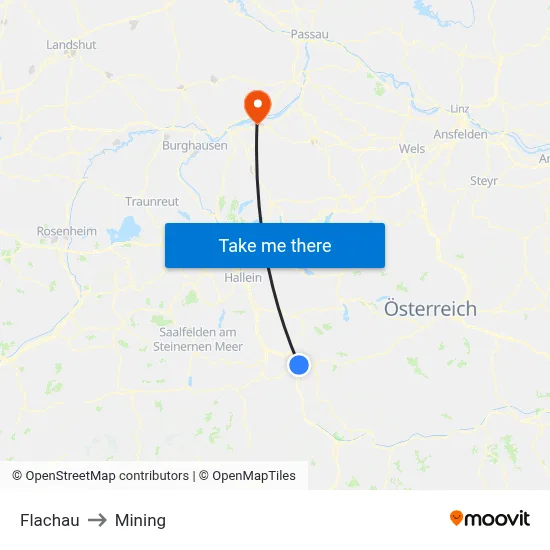 Flachau to Mining map