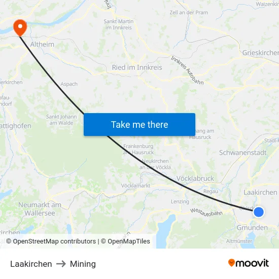 Laakirchen to Mining map