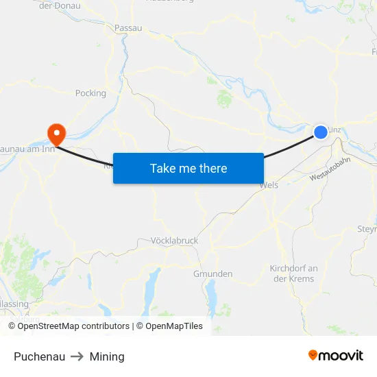 Puchenau to Mining map
