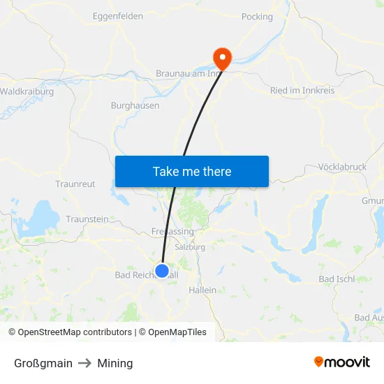Großgmain to Mining map