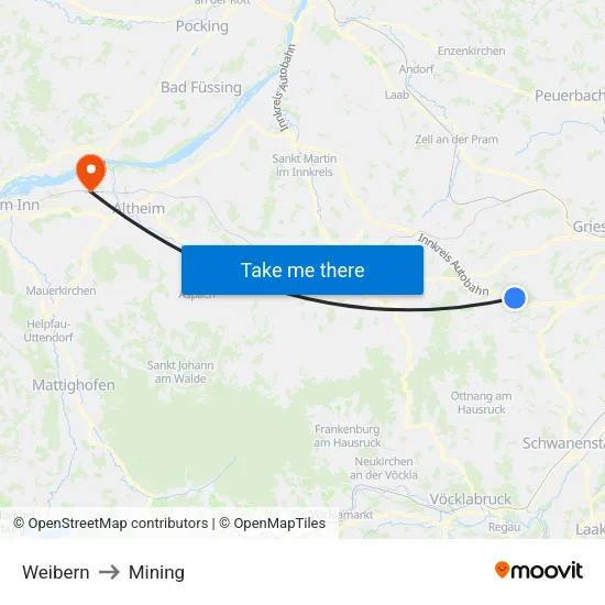 Weibern to Mining map