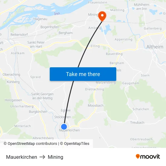 Mauerkirchen to Mining map