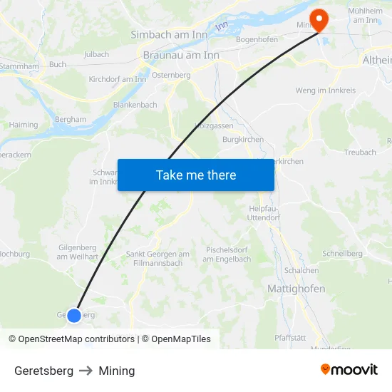 Geretsberg to Mining map