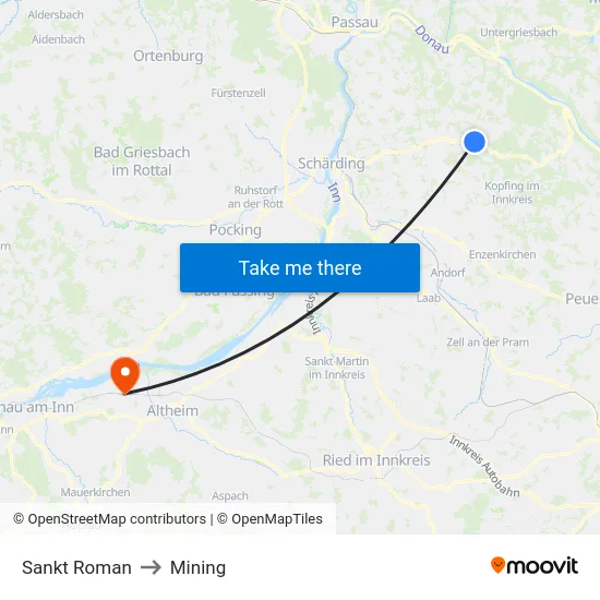 Sankt Roman to Mining map