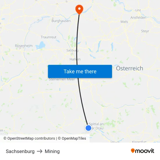 Sachsenburg to Mining map