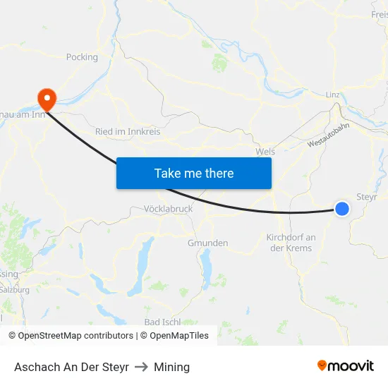 Aschach An Der Steyr to Mining map