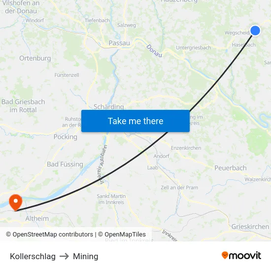 Kollerschlag to Mining map