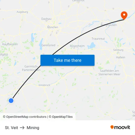 St. Veit to Mining map