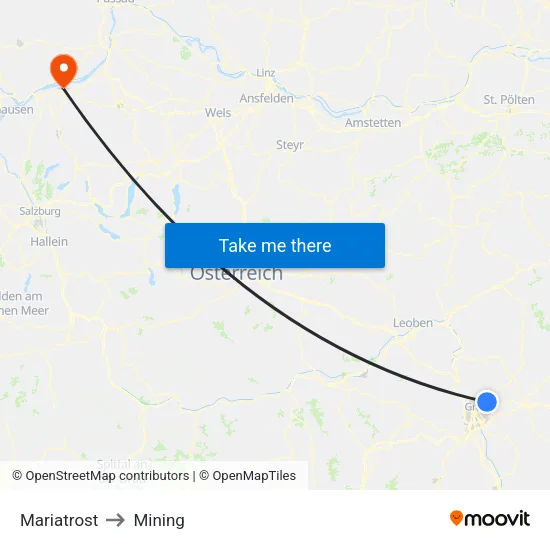 Mariatrost to Mining map
