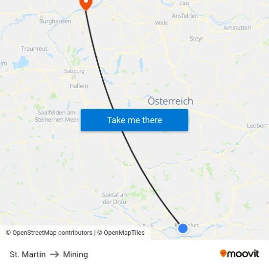 St. Martin to Mining map