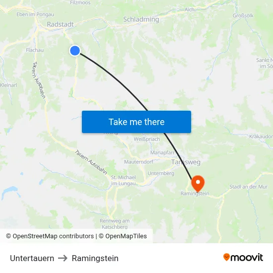 Untertauern to Ramingstein map