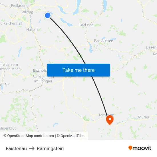 Faistenau to Ramingstein map