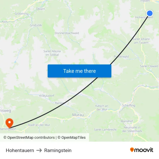 Hohentauern to Ramingstein map