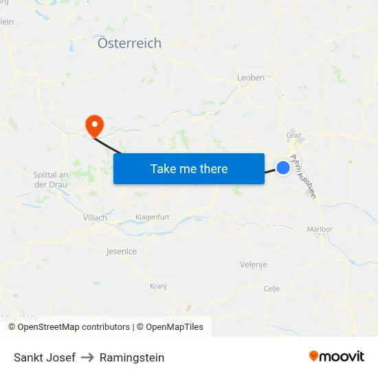 Sankt Josef to Ramingstein map