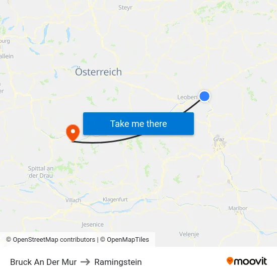 Bruck An Der Mur to Ramingstein map