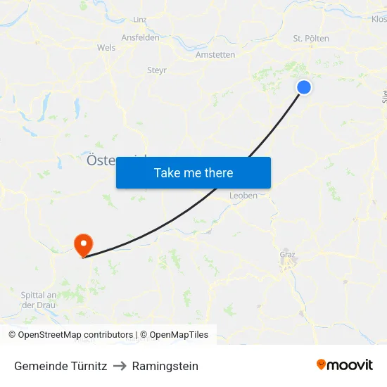 Gemeinde Türnitz to Ramingstein map