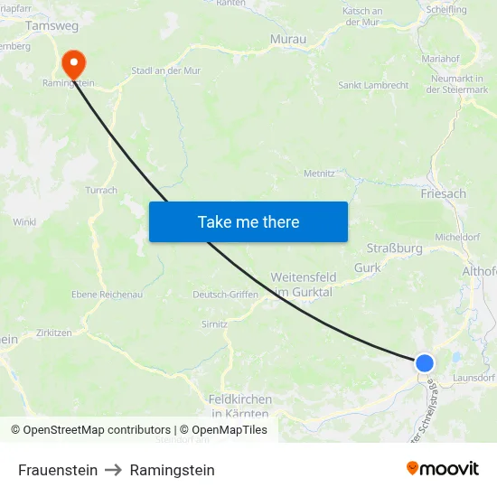 Frauenstein to Ramingstein map