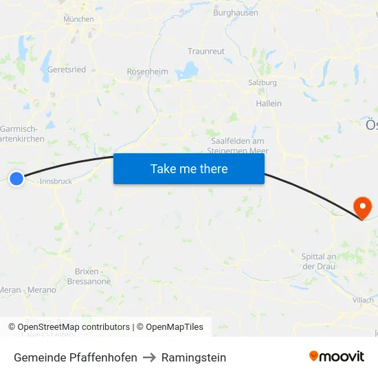 Gemeinde Pfaffenhofen to Ramingstein map