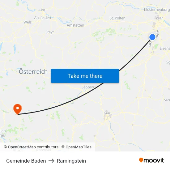 Gemeinde Baden to Ramingstein map
