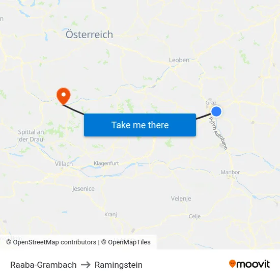 Raaba-Grambach to Ramingstein map