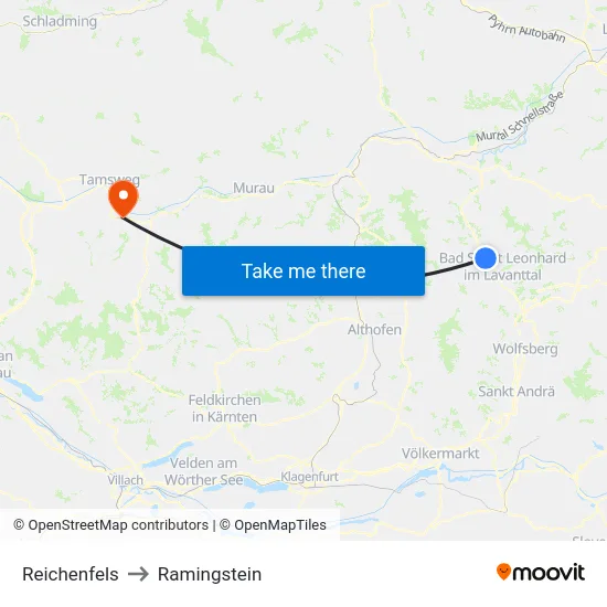 Reichenfels to Ramingstein map