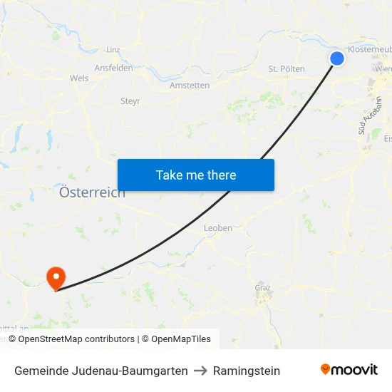 Gemeinde Judenau-Baumgarten to Ramingstein map