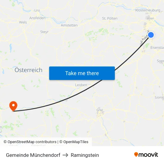 Gemeinde Münchendorf to Ramingstein map