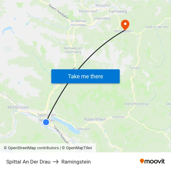 Spittal An Der Drau to Ramingstein map