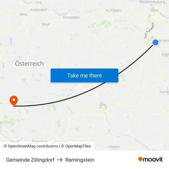Gemeinde Zillingdorf to Ramingstein map