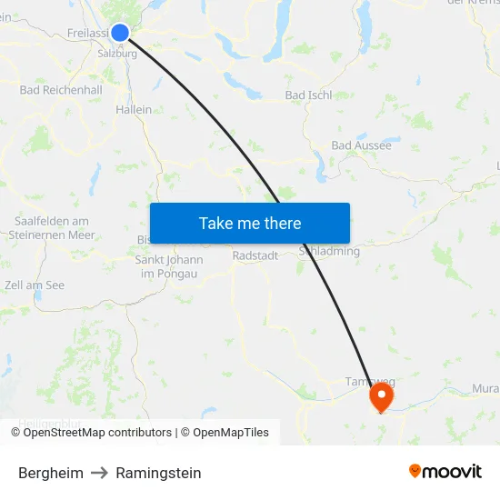 Bergheim to Ramingstein map