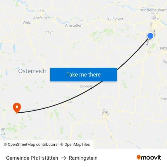 Gemeinde Pfaffstätten to Ramingstein map