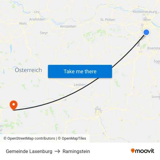 Gemeinde Laxenburg to Ramingstein map