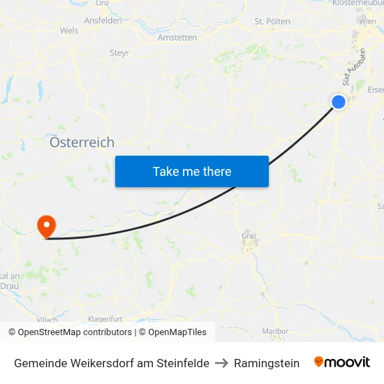 Gemeinde Weikersdorf am Steinfelde to Ramingstein map