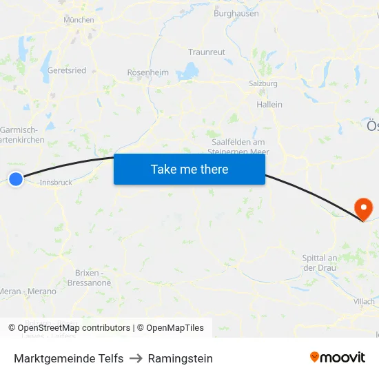 Marktgemeinde Telfs to Ramingstein map