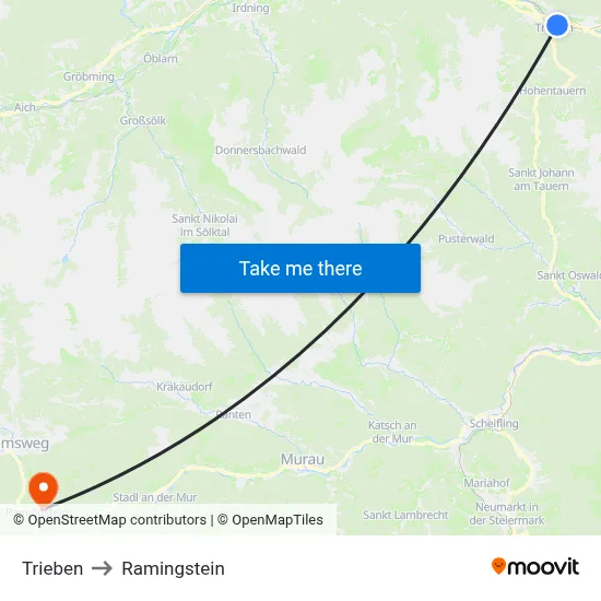 Trieben to Ramingstein map