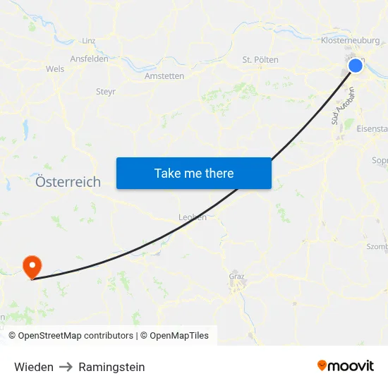 Wieden to Ramingstein map