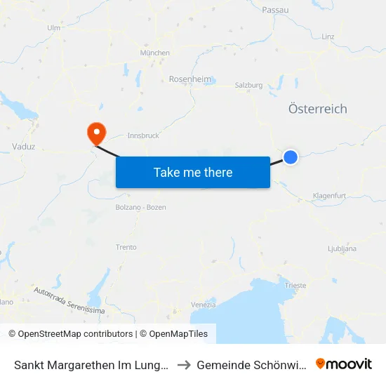 Sankt Margarethen Im Lungau to Gemeinde Schönwies map