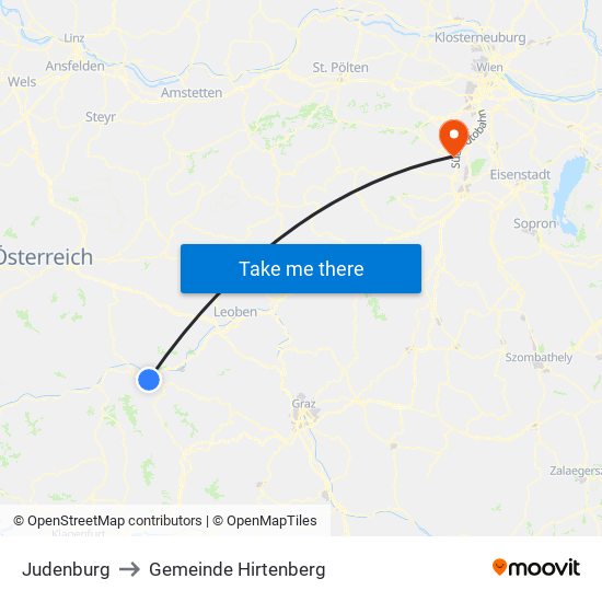 Judenburg to Gemeinde Hirtenberg map