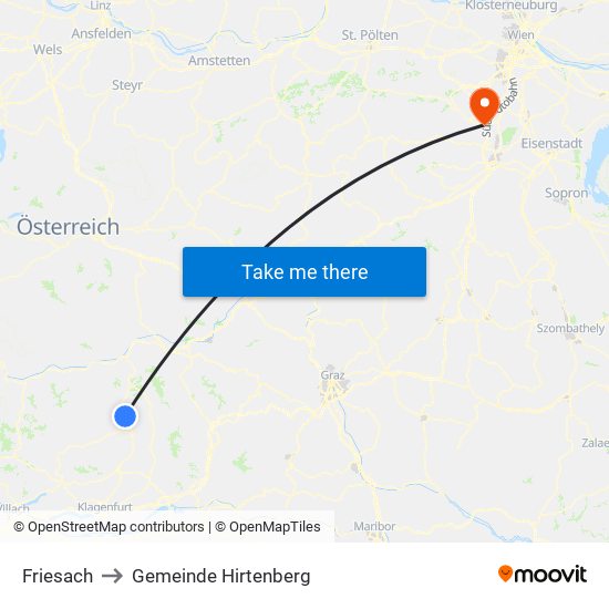 Friesach to Gemeinde Hirtenberg map