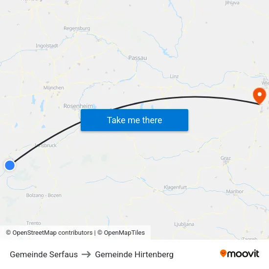 Gemeinde Serfaus to Gemeinde Hirtenberg map