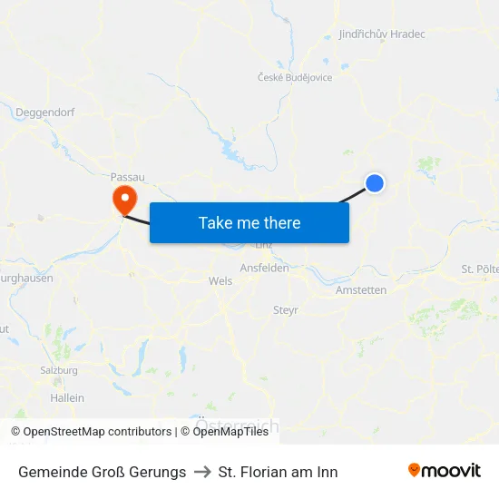 Gemeinde Groß Gerungs to St. Florian am Inn map