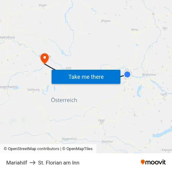Mariahilf to St. Florian am Inn map