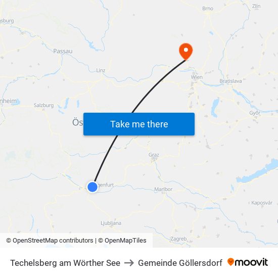 Techelsberg am Wörther See to Gemeinde Göllersdorf map