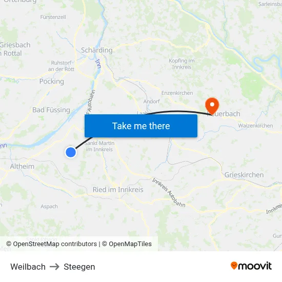 Weilbach to Steegen map